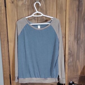 Blue and Tan Long Sleeve Shirt